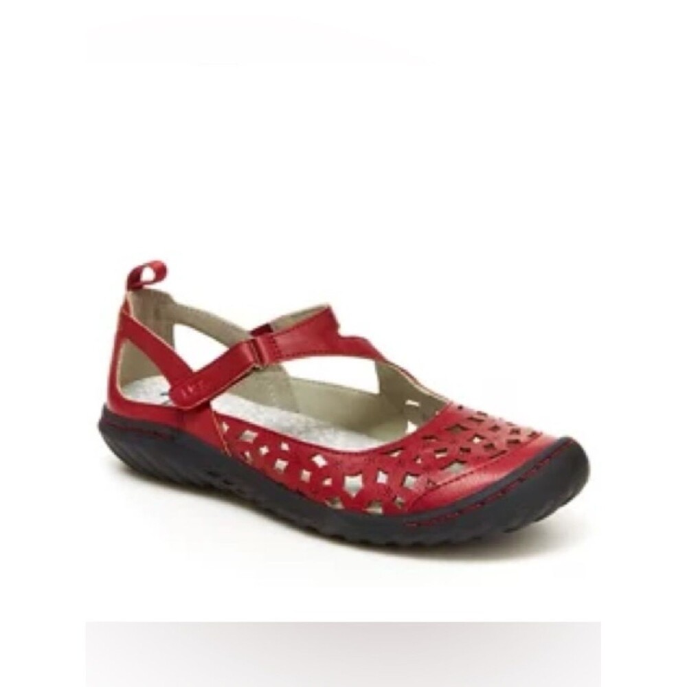 JBU Mary Jane Bellerose RED Flats Memory Foam - Comfort Sz 8.5 EUC
